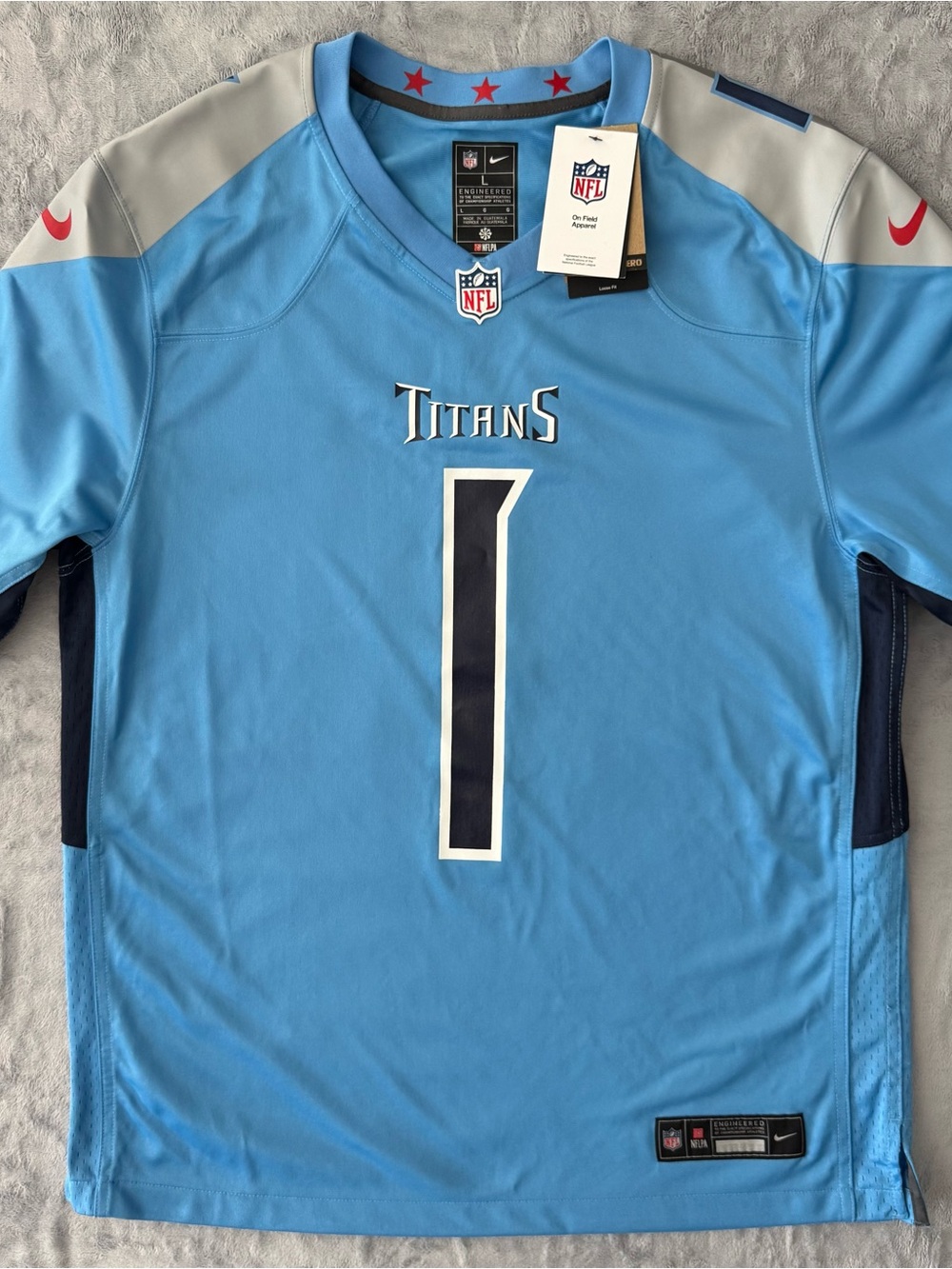 Nike NFL Game Jersey Tennessee Titans Cam Ward Sz L 67NM Blue Football NWT #NFL